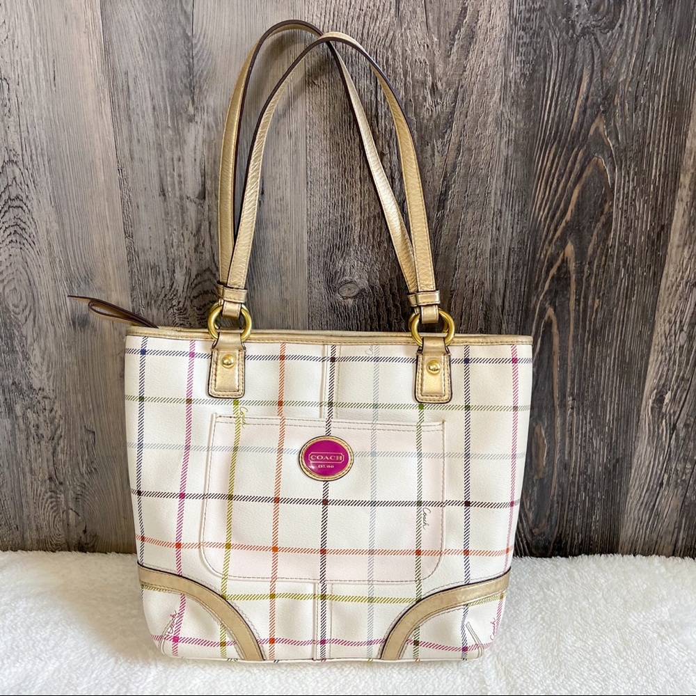 *SOLD* Coach Peyton Tattersall plaid purse